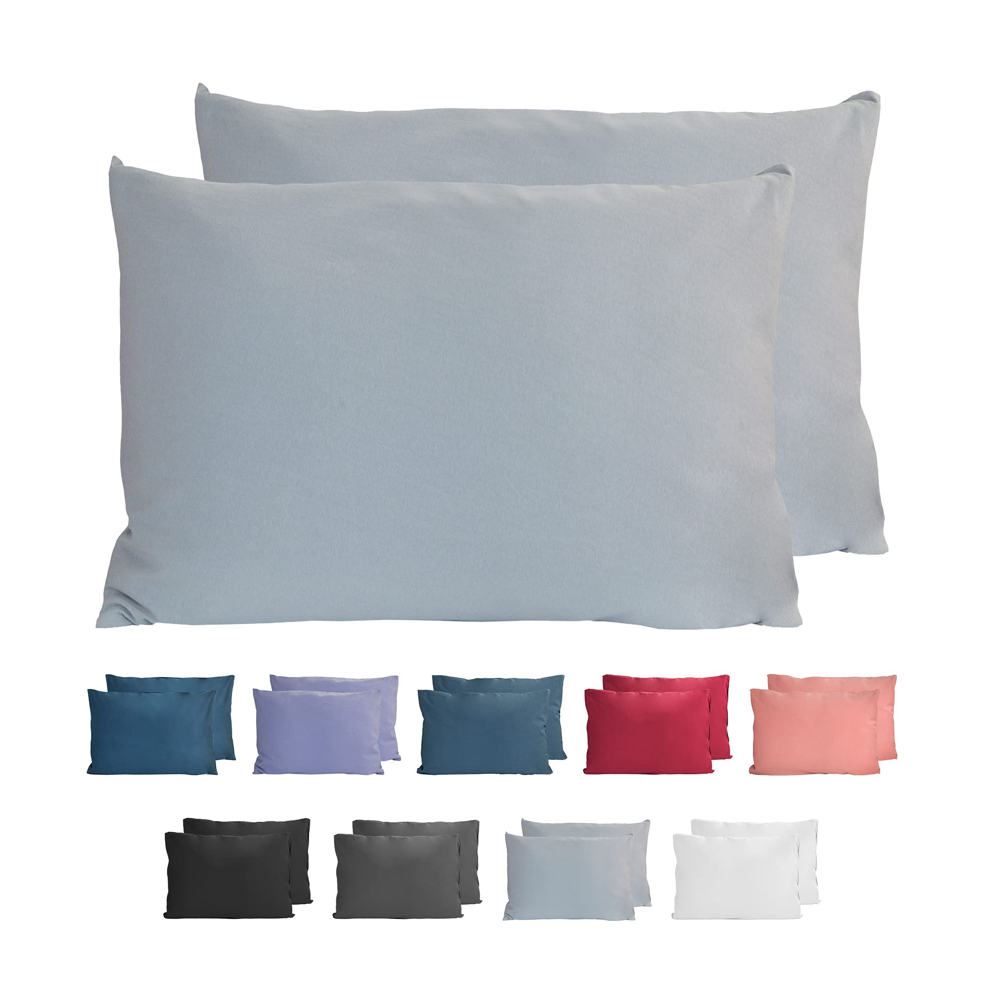 Komfortec 100% cotton cushion covers, set of 2, 40 x 60 cm, super soft premium jersey pillowcase, 150 g/m², cushion cover, grey