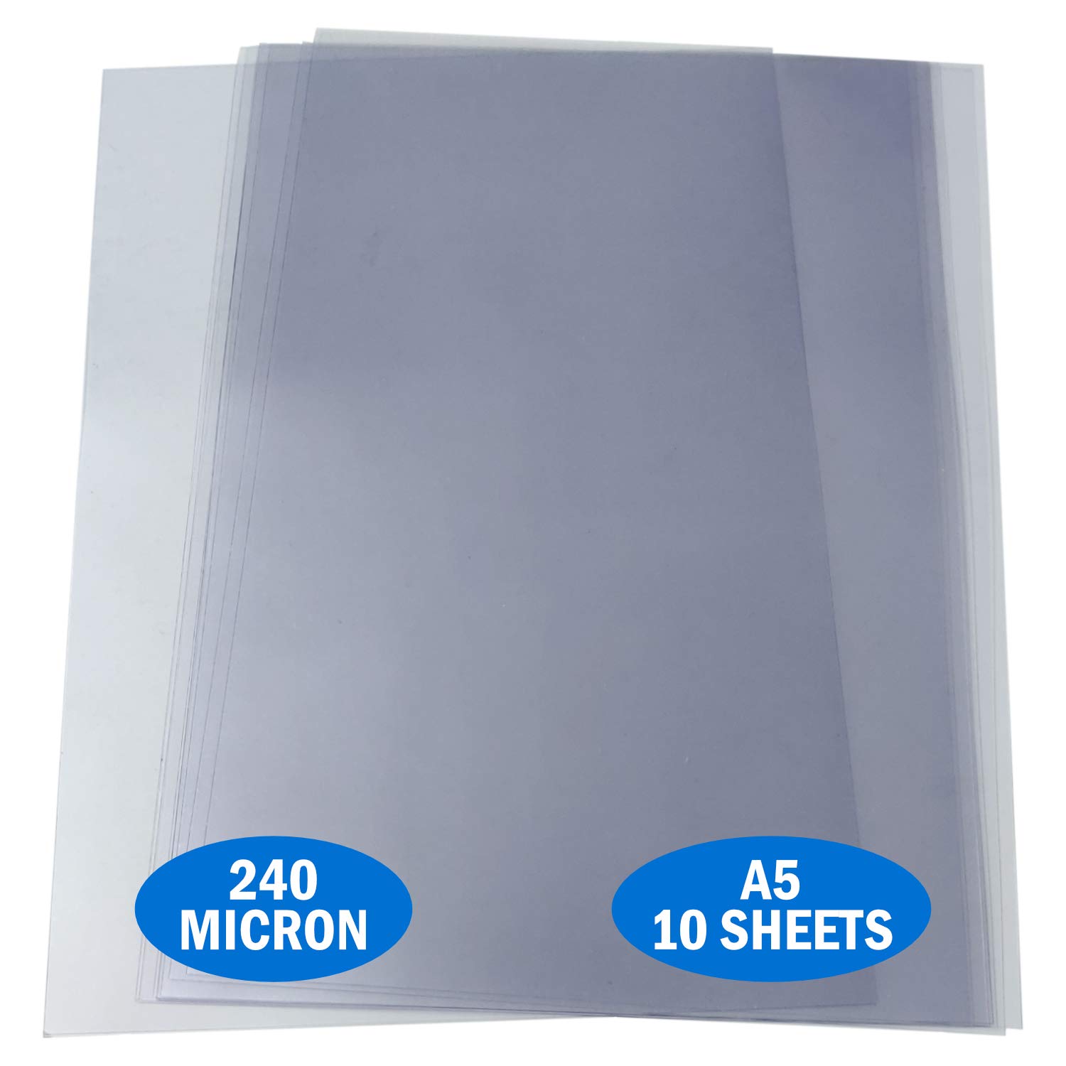 Essential Arts A5 Clear Acetate 240 Micron Pack of 10 Sheets. Extra Thick PVC Binding Cover Ideal for Etching, Craft, Stencils Picture Frames and Gifts - 148x210mm — image 1