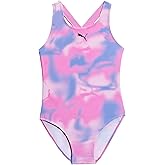 PUMA Girls' One Piece Bathing Suit, Athletic Swimsuit, Quick Dry, Day Dream
