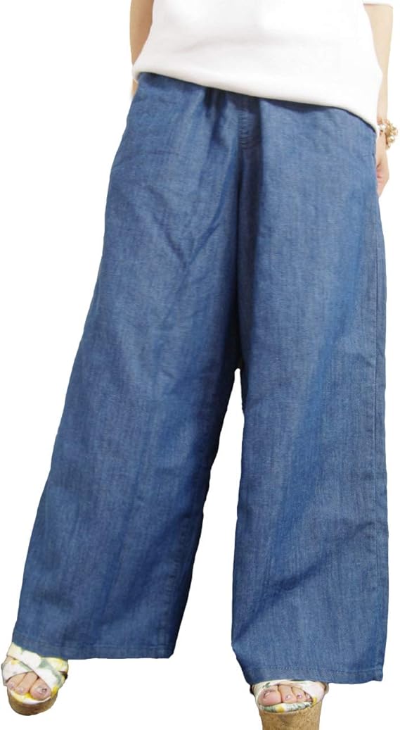 Amazon ケージービー K G B ワイドパンツ デニム レディース ロング丈 ジーンズ ブルー ネイビー M L Ll 3l 4l ジーンズ 通販