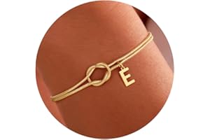JIAOGE Gold Initial Bracelets for Women - Real Gold Plated Love Knot Infinity Initial Bracelets for Girls Teen Girl Gifts Dainty Gold Bracelets for Women Friend Bridesmaid Birthday Gifts for Women