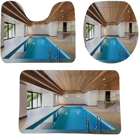 Amazon 家の装飾 トイレマット セット浴室マット 3点セット 屋内プール付きのアパートメント 防音 ラグマット 洗える おしゃれ 50 80cm 木製の天井 個人居住者 玄関マット オンライン通販