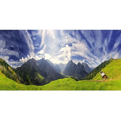 Amazon Com Goeoo Magnificent Green Mountains Slope Cabins Blue