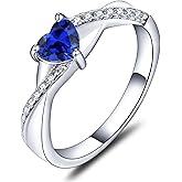 YL 925 Sterling Silver Engagement Rings 5MM Heart Cut Birthstone Infinity Ring for Women-size5