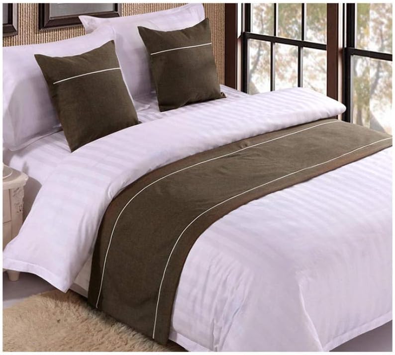 Bed Flag Runner Scarf Bedding Cloth High-Grade Bed Mat Decorative Strip Solid Color Cushion Pillow Set Brown 50x240cm/19.6X94.4inches (1.8m Bed)
