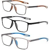 JOON-joon Reading Glasses Men 3 Pairs Sports Style Comfortable and Flexible Blue Light Blocking Readers for Men