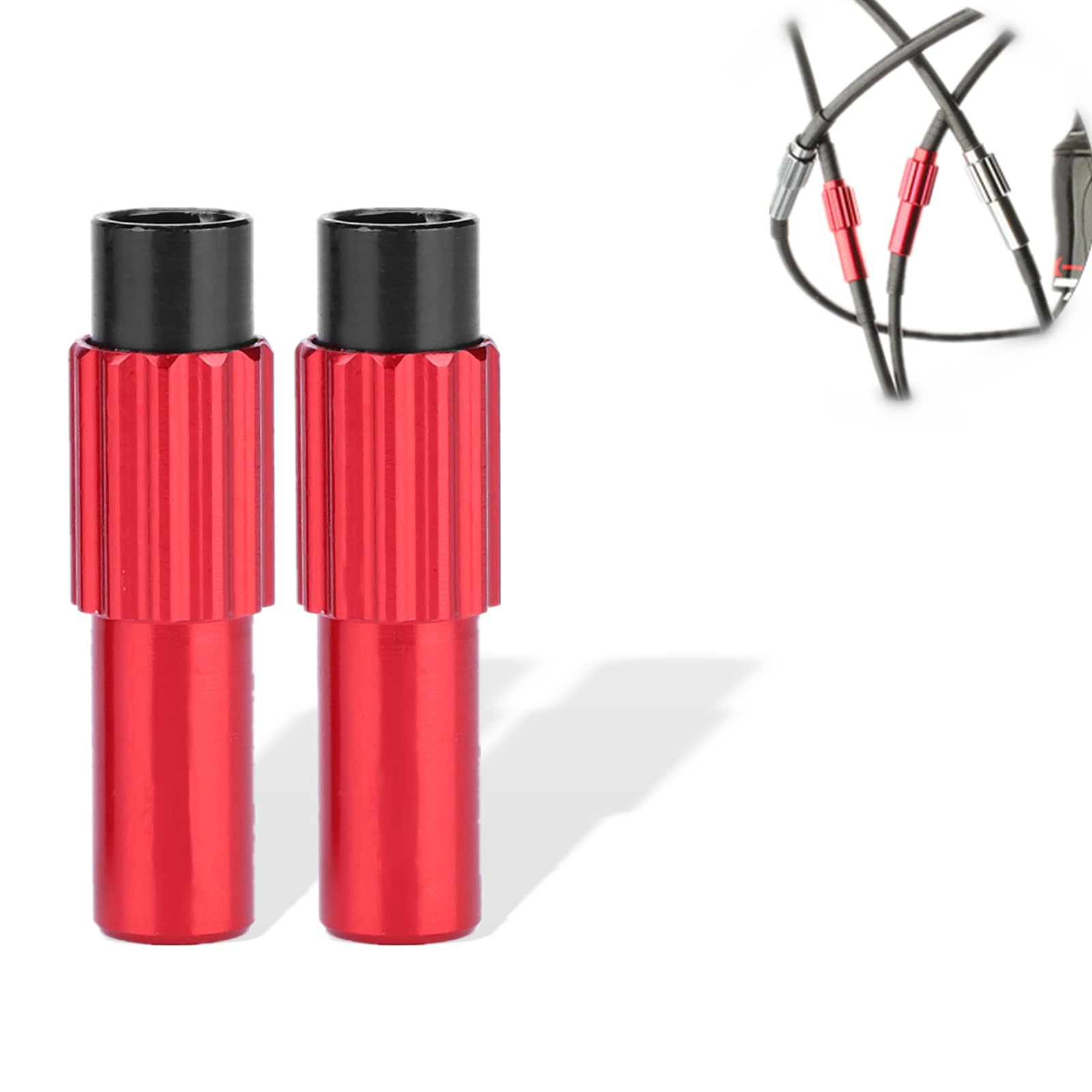 Dioche Aluminium Bicycle Brake Cable Gear Shift Connector Line Regulator Adjuster Housing (1 Pair)(Red)