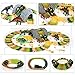 Dinosaur Race Car Track Toys with Play Mat, Dina Park 185 PCS Flexible Track Train Play Sets with 4 Dino Figures, 2 Car, 47