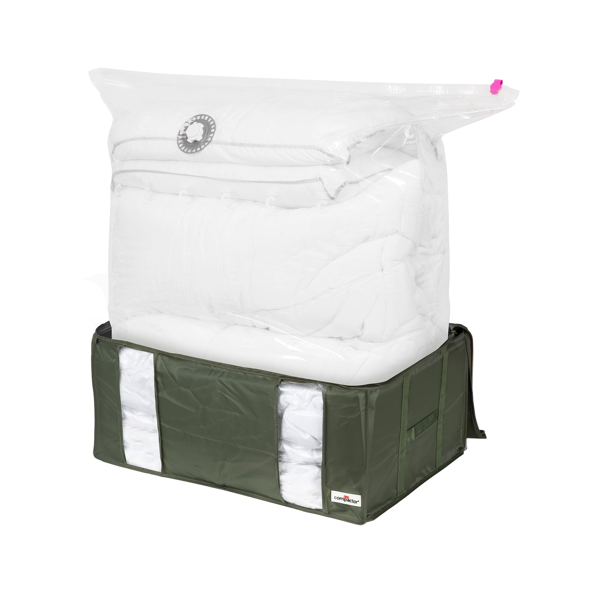 Compactor Ecologik 3D Semi-Rigid XXL Vacuum Box - Patented Space-Saving Storage Solution, Green, 65X45X27 cm
