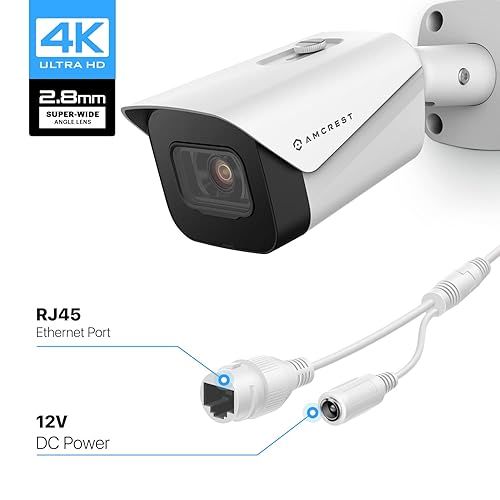 Amcrest 4K Security Camera System w/ 4K (8MP) 8CH PoE NVR, (4) x