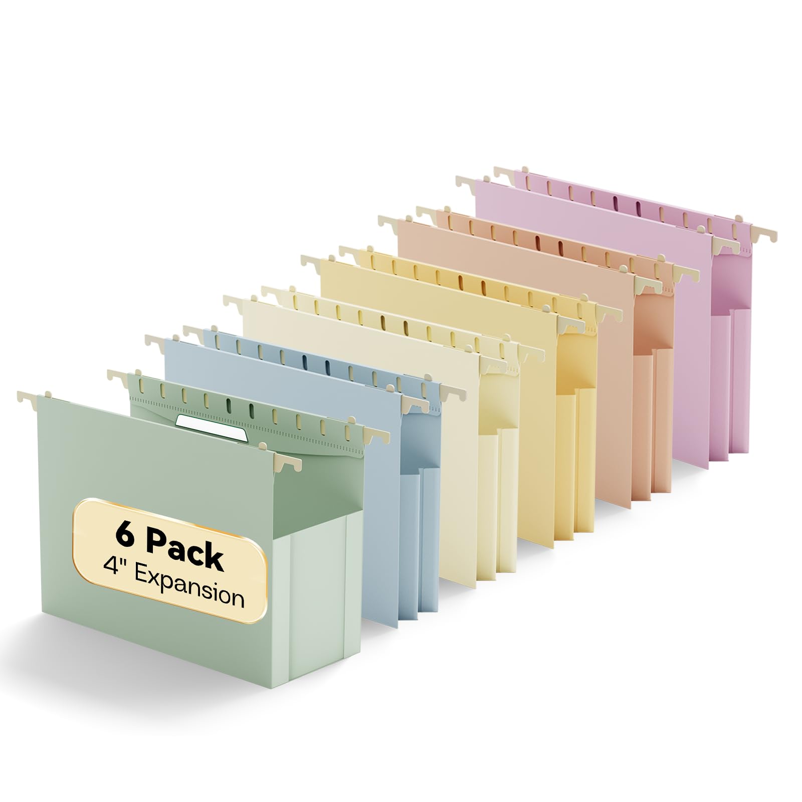 Photo 1 of NORDUN Plastic Hanging File Folders,Letter Size,6 Pack Heavy Duty 4" Expansion,Large Capacity Hanging Folders with Tabs,Filing Cabinet Organizer for Office Home School,for Bulky Files,Morandi Color