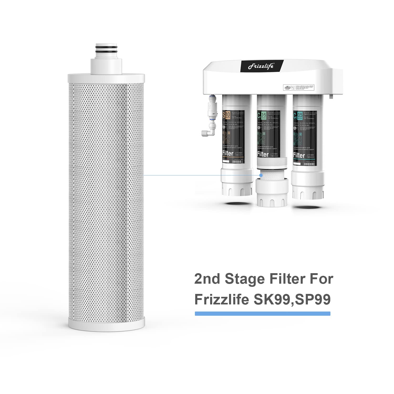 FRIZZLIFE M3002 Replacement Filter Cartridge (C1) - Carbon Block Filter Cartridge - 2nd Stage For SK99, SP99, SK99 NEW and SP99 NEW Water Filter System