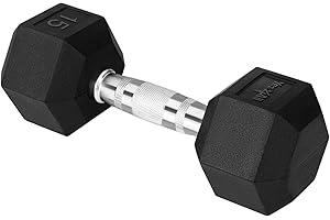 Yes4All Chrome Grip Encased Hex Dumbbells – Hand Weights With Anti-Slip 5-50 LBS Single