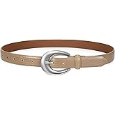 WHIPPY Women Leather Belts for Jeans Pants Dress Fashion Ladies Skinny Leather Belt with Silver Buckle