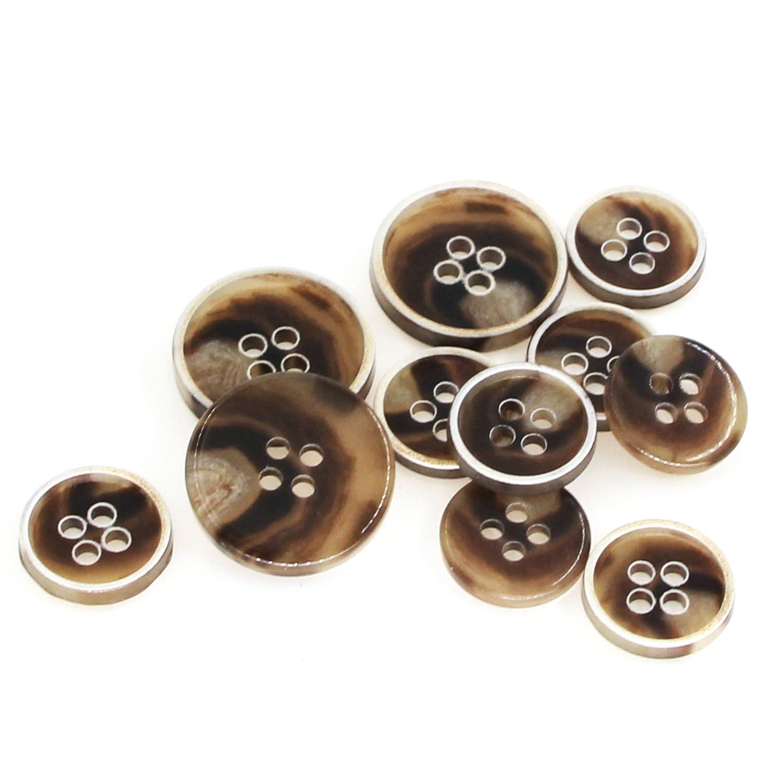 Leekayer 11 pcs Coffee Color Modern Burnt Edge Suit Buttons, Urea Suit Button 15MM,20MM Buttons Suit Buttons for Sewing DIY Buttons