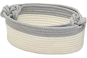 AIGITOY Dog Toy Basket with Handle, Cute Cotton Basket for Boho Decorative Basket for Nursery, Kids Room, Spa, Empty Gift Basket