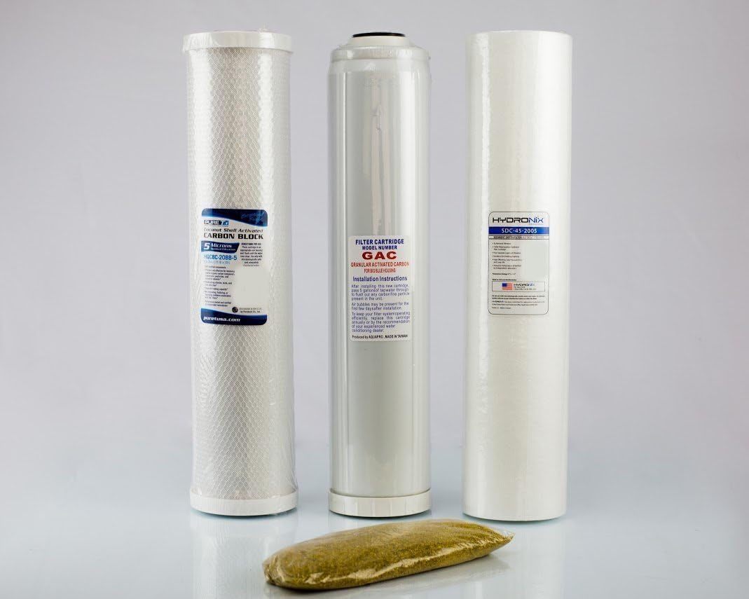 3pcs Big Blue Water Filters-Sediment,Carbon & GAC+KDF 55 Block: 4.5"x20"