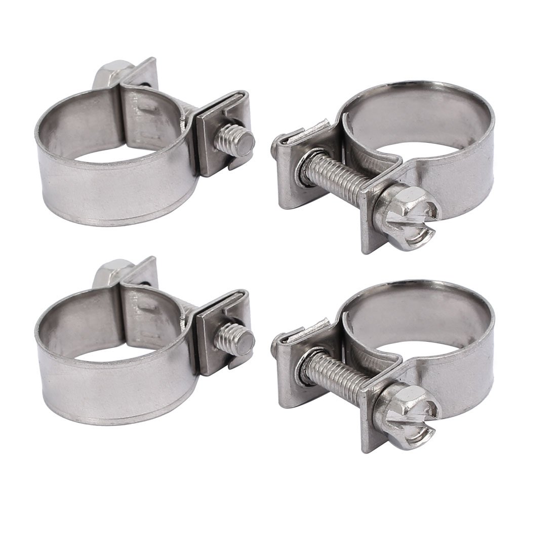 Sourcingmap 15mm-17mm 304 Stainless Steel Screw Mounted Adjustable Pipe Hose Clamps 4pcs