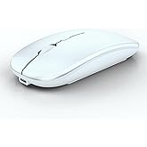 WREANU Wireless Bluetooth Mouse Rechargeable Laptop Mice Silent Slim Use(BT5.2 and 2.4G Portable USB Receiver) Dual Mode Computer Mouse for Laptop/iPad/Tablet/Apple/Computer/Mac(Bright White)