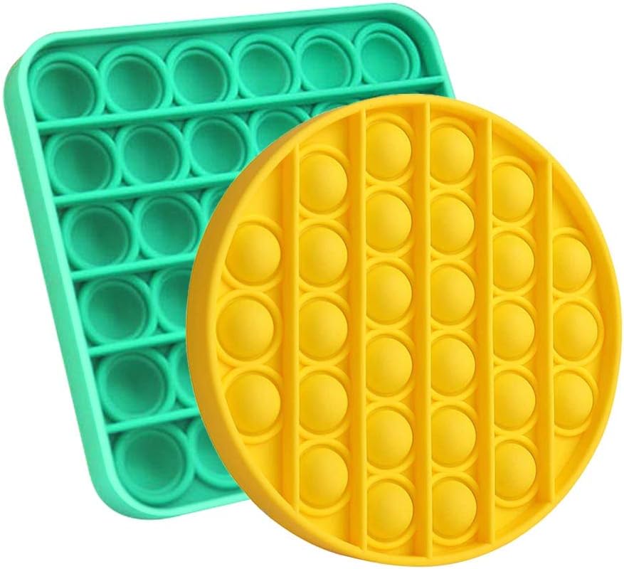 Push pop pop Bubble Sensory Fidget Toy - Autism Special Needs Stress Reliever Silicone Stress Reliever Toy,Squeeze Sensory Toy (Green+Yellow): Office Products