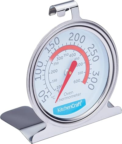 KitchenCraft Oven Thermometer Stainless Steel 5-30°C Dial Safe Zones 6.5x8 cm