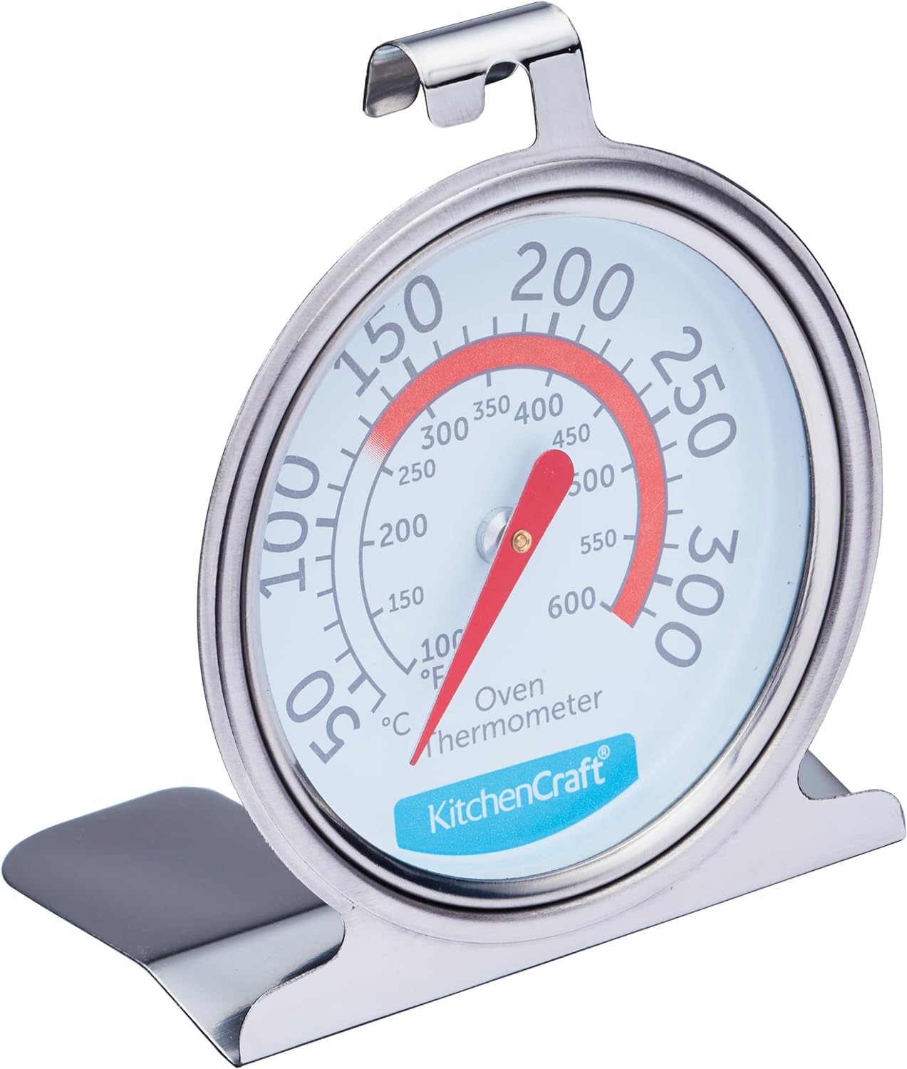 KitchenCraft Oven Thermometer, Stainless Steel Over Thermometer for Fan Oven and Gas Oven, 6.5 x 8 cm, Silver