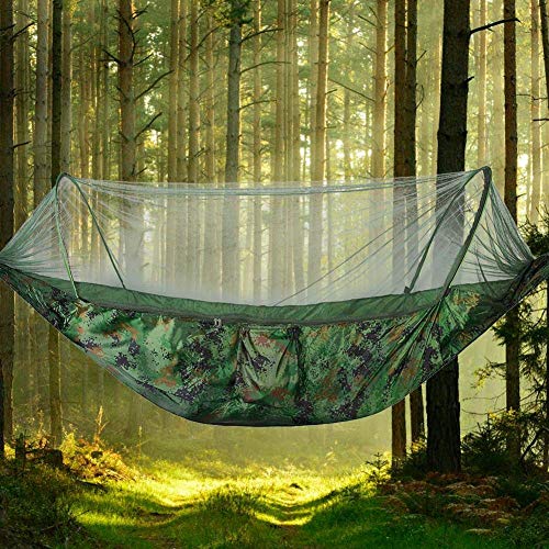 Hammock Camping Double/ Single Tree Hammocks Hanging Bed with Mosquito Net for Outdoor Survival Travel(Camouflage)