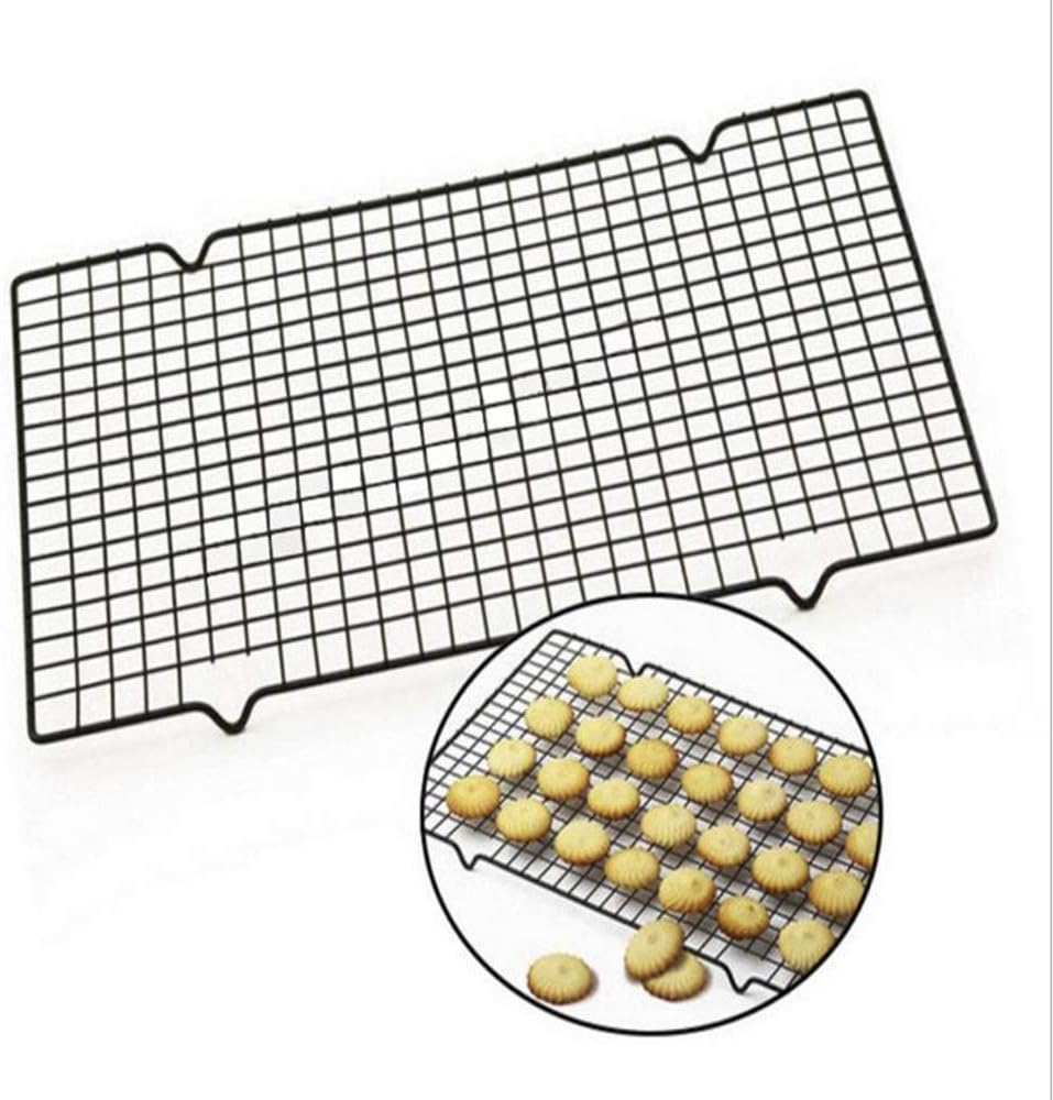 2 Pack Steel Wire Baking Oven Roasting Cooking Grilling Cooling Rack Black - 16" x 10": Kitchen & Dining