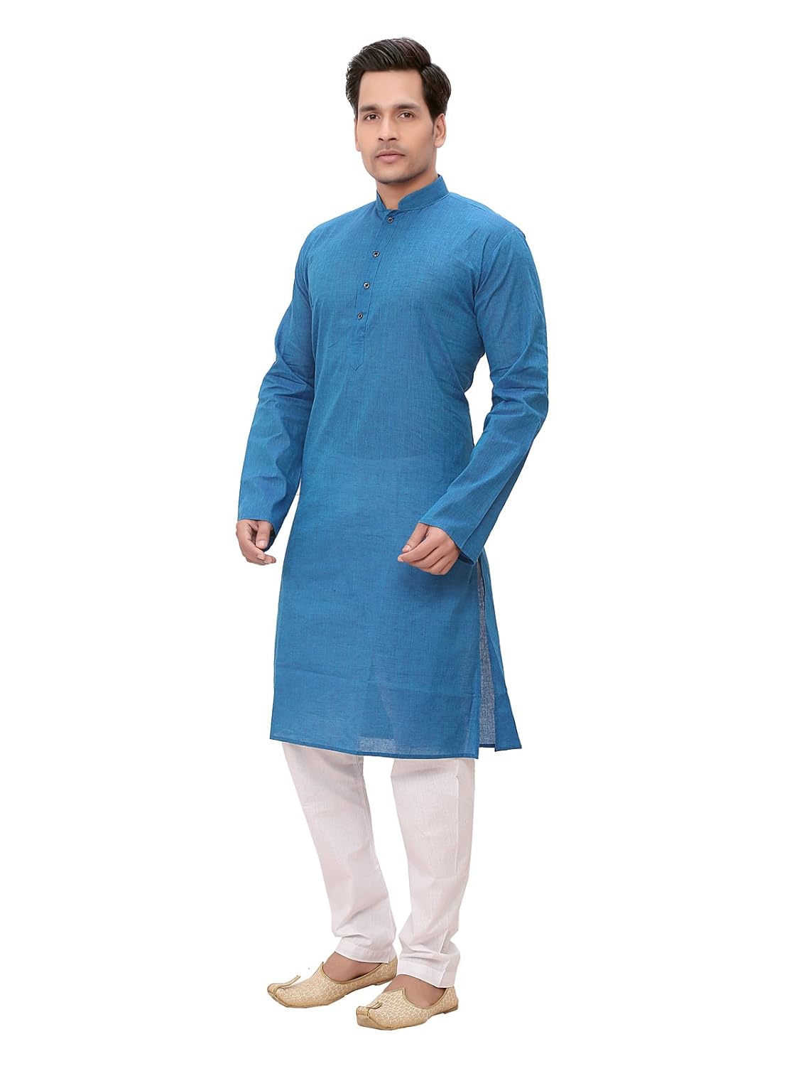 a.b.c. garments blue south cotton kurta pyjama set for men