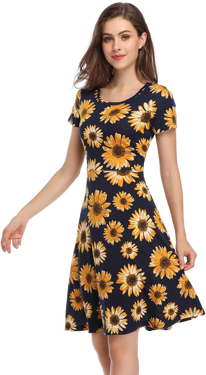 Women's Round Neck A-Line Casual Knee Length Dress