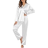 Ekouaer Silk Pajamas For Women 2 Piece Set Satin Pjs Long Sleeve Button Up Sleepwear Comfy Lounge sets