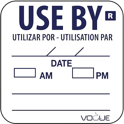 Vogue Use By Food Labels 1000 Roll - Date Food Safety 25mm Square