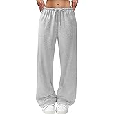 JEKAOYI Wide Leg Sweatpants for Women High Waisted Baggy Sweat Track Pants Drawstring Casual Lounge Pants with Pockets