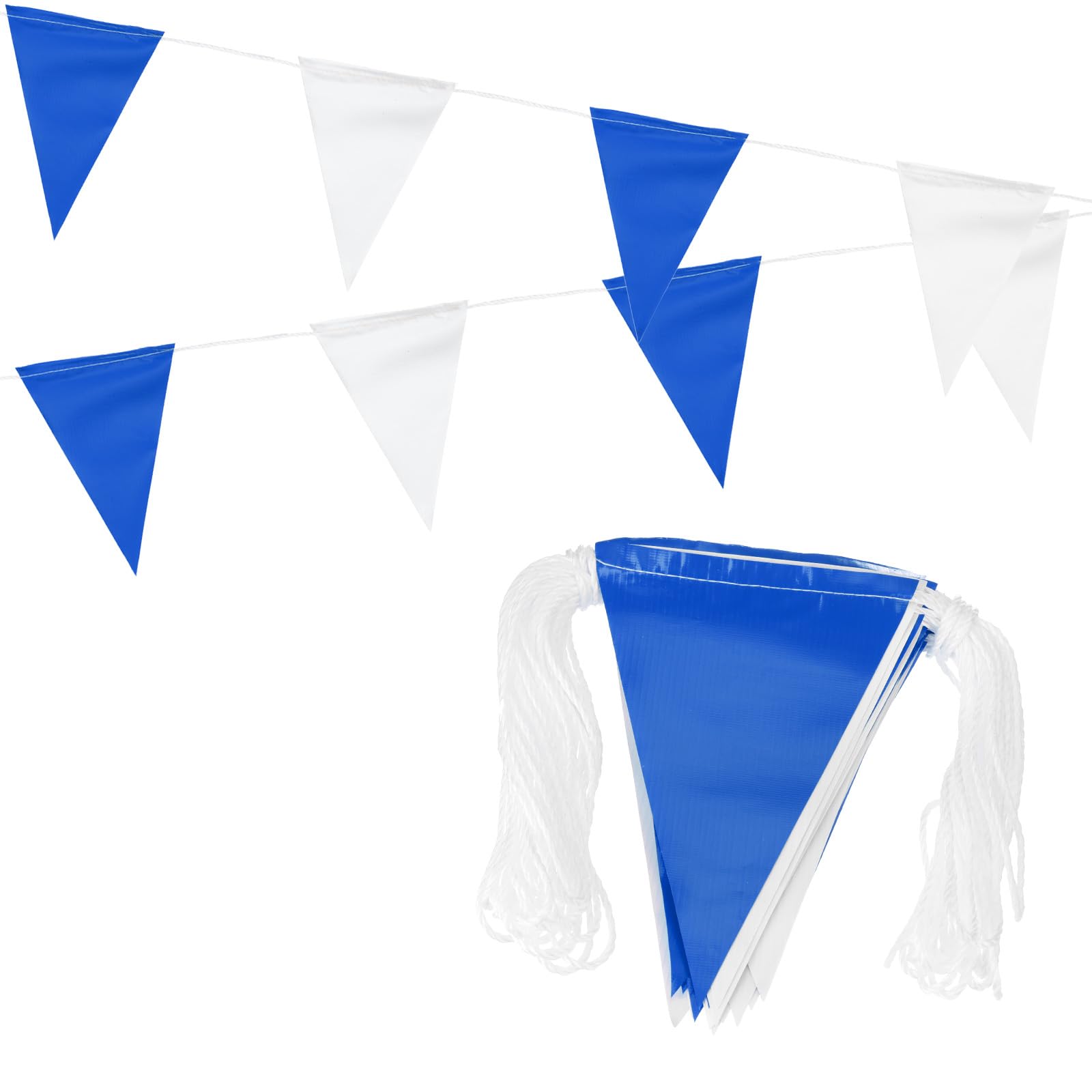 PATIKIL 100ft Pennant Banner Flags, Warning Flagging Banner Safety Flag Barrier Signs for Perimeter Making Traffic Control Party Events, 45 Flags Blue White