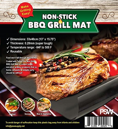 Set Of 2 Super Tough BBQ Grill Mats – Perfect For Indoor And Outdoor Cooking! –Makes Grilling And Clean Up Easy – Leaves Perfect Grill Marks – 100% Non-Stick - Use Hundreds Of Times! – Top Rated BBQ Tool –Perfect For Gas, Charcoal, Or Electric Grills - Dishwasher Safe, Best 2014 Must Have Grilling Tool –Healthy Grill Mat For All Outdoor Grills – Tailgating, Camping, Picnics – Protect Your Weber Or George Foreman Grill - Made Out Of TEFLON (PTFE), FDA APPROVED And PFOA FREE - Lifetime Guarantee!