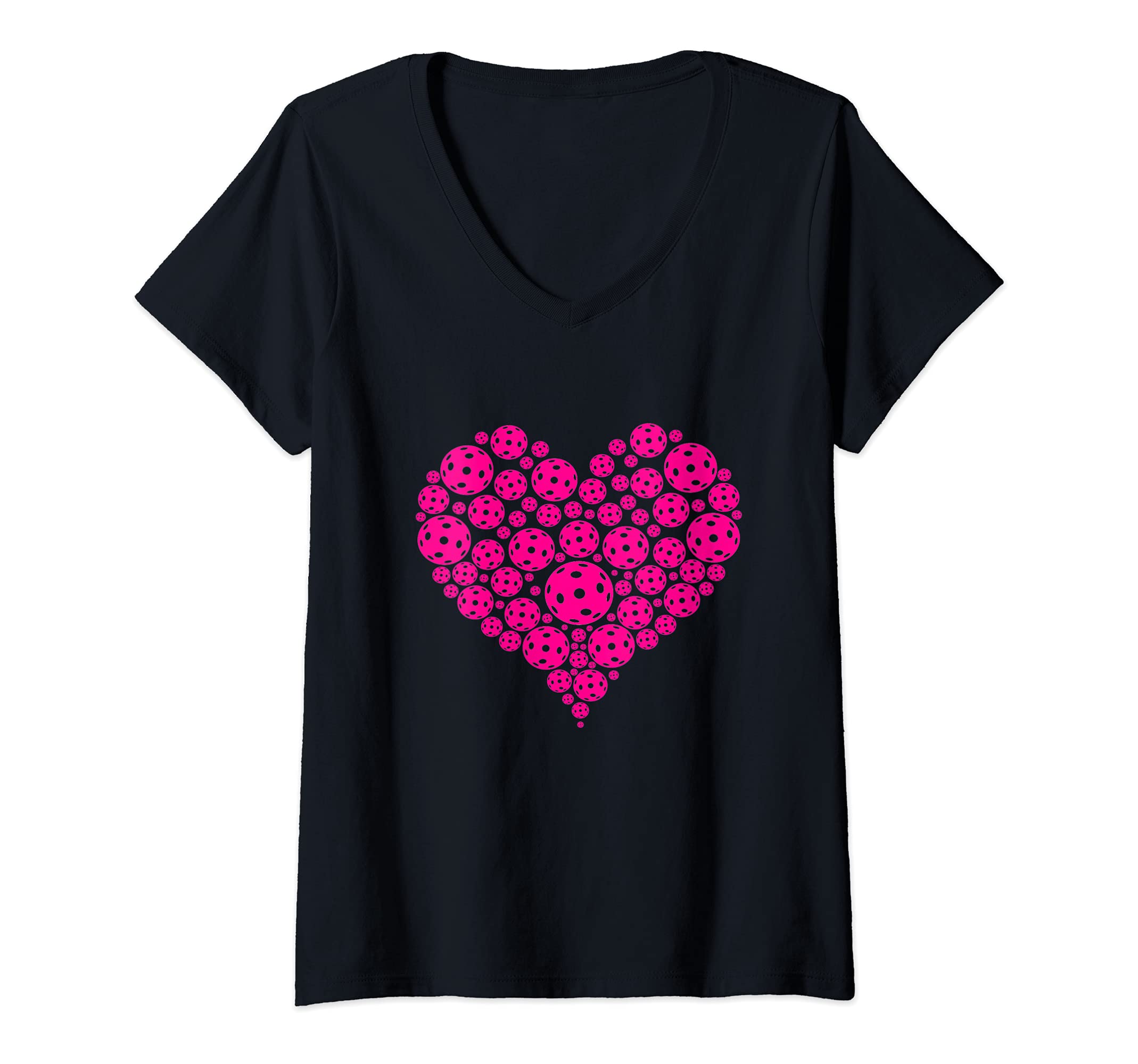 Womens Pickleball Heart Pickleball Game Marker Players V-Neck T-Shirt