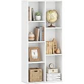 GOFLAME 7-Cube Bookcase, Vertical or Horizontal, White | 42&rdquo; Cubic Bookshelf with 7 Shelves, Wooden Display Cabinet, Freestanding Cubby Storage Organizer for Home Office, Living Room