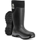 TerraTrax Men's Waterproof Rubber Mud Boots for Farm, Work &amp; Concrete | 6mm neoprene, 15" shaft, EVA-cushioned rubber boots for farm, hunting, mud &amp; concrete work. Soft toe, 2.6 lbs/boot.