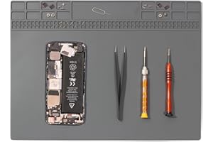 AUORY Soldering Mat, Premium Magnetic Silicone Repair Mat, Heat Resistant 932°F Solder Mat for Solder Station, Phone, Computer, Laptop Electronics Repair 13.8'' x 9.8'' Gray