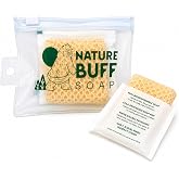 Nature Buff 2-Pack Camping Soap Bars with Mesh Washcloth &amp; Travel Case | Two soap bars, one clear zip travel case, integrated mesh washcloth