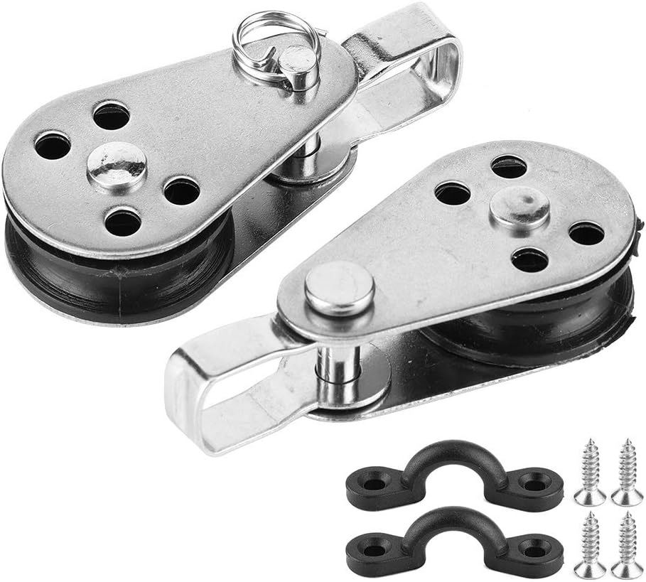 Rope Pulley Block Stainless Steel Single Pulley Block Kayak Canoe Boat