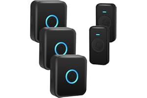 FOVKSUC Wireless Doorbell, Easy installation,Waterproof Door bell Kit with 60 Chimes 5 Levels Volume and LED Flash 1000ft Range 3 Receivers+ 2Buttons,Wireless Doorbells for Home, Room Doorbell,Black