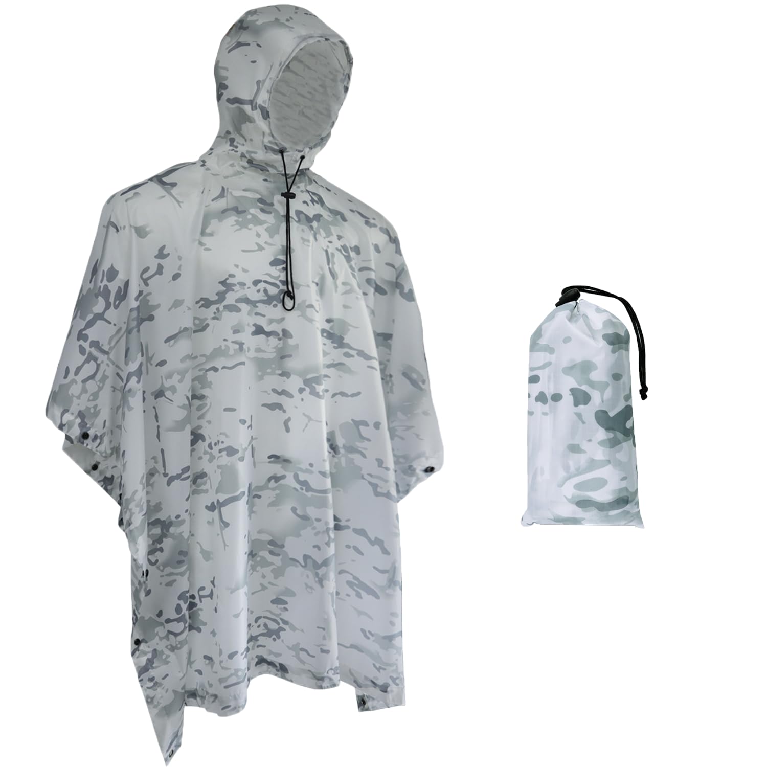 Fousam Rain Poncho, Military Tactical Poncho Camo Multi Use Waterproof Rain Coat