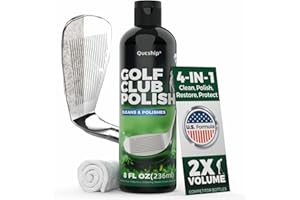 Qucship 8oz Golf Club Polish with Towel, 4-in-1 Golf Club Polishing kit - Easy to Use Golf Club Cleaner and Scratch Remover, 