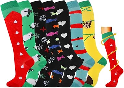 Losvcbcx 7 Pairs Compression Socks 15-20 mmHg Knee-High Men Women