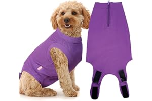 Wabdhaly Recovery Suit for Dogs,Dog Cone Alternative Zipper Surgery Suit Female Spay,Soft Dog Surgery Suit for Anti Licking,Breathable Surgical Suit for Dogs Female Spay