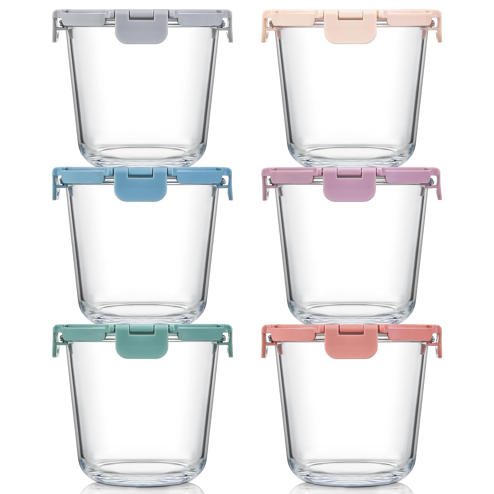 View 1 of [UPGRADED LID] 6 Sets 3 Cup/24oz Borosilicate Glass Meal Prep Containers with Lids, Food Storage Bowl Jars for Soup Leftover Meal Lunch Oats Fruit Deli Salads - Microwave, Oven, Freezer Safe -BPA Free
