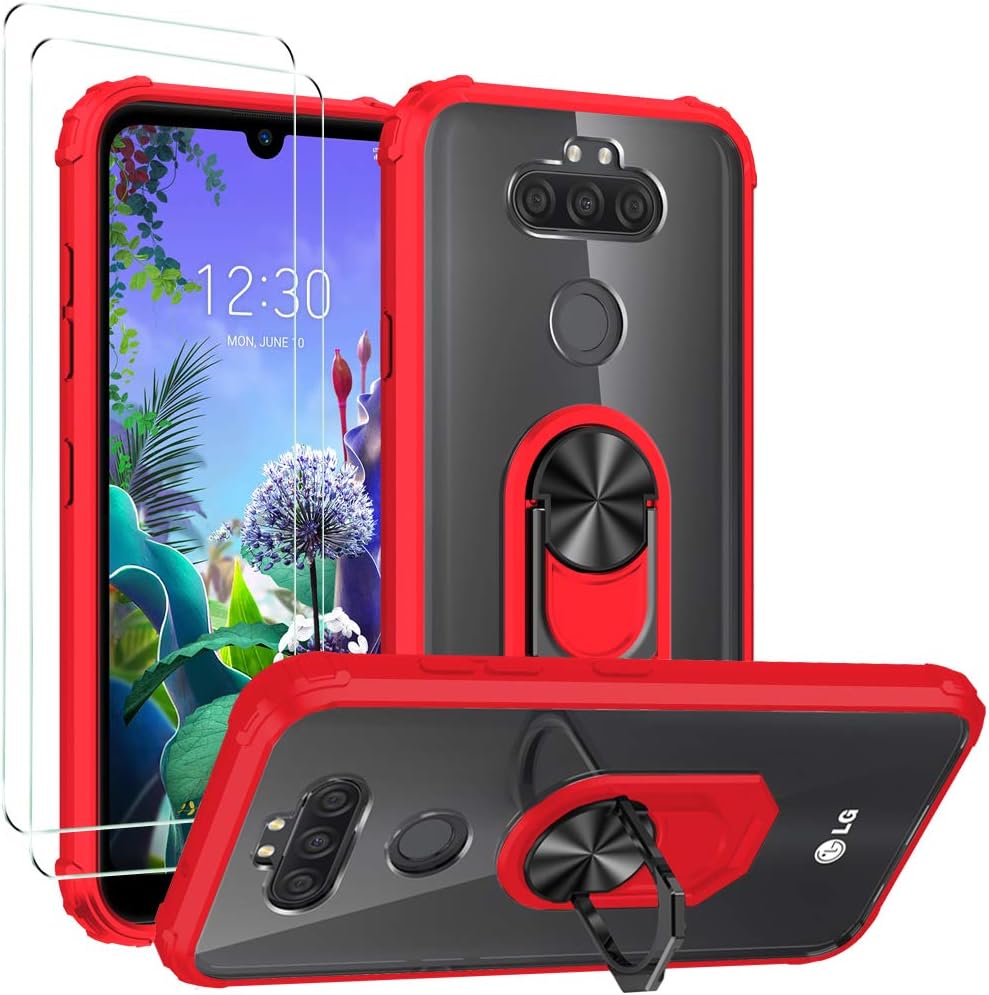 DagoRoo Case with Tempered Glass Screen Protector [2 Pack] For LG K31/ Aristo 5/Aristo 5+/LG Phoenix 5/Fortune 3/LG K8X With Kickstand (Red)