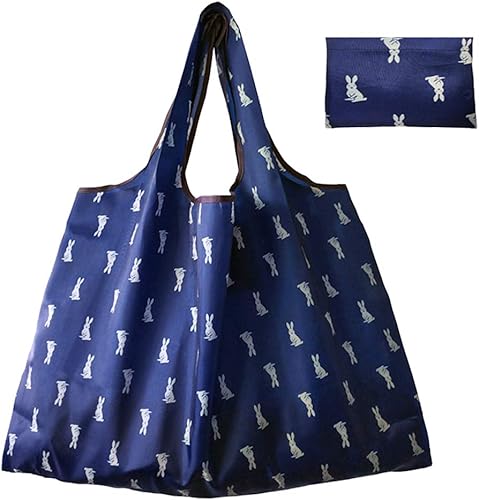 Amazon Lessmo エコバッグ 人気の12色 防水素材 買い物バッグ 折りたたみ コンパクトバッグ 大容量 軽量 頑丈 耐久 携帯便利 ショッピング 旅行 スポーツ用品の収納 ウサギ13 Lessmo エコバッグ 買い物バッグ