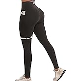 Curvphilo Compression Butt Lifting High Waist Leggings Tummy Control with Pockets Pants for Women